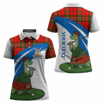 Langlands Tartan Crest Golf Nessie Women Polo Shirt Loch Ness Monster Sporty Style