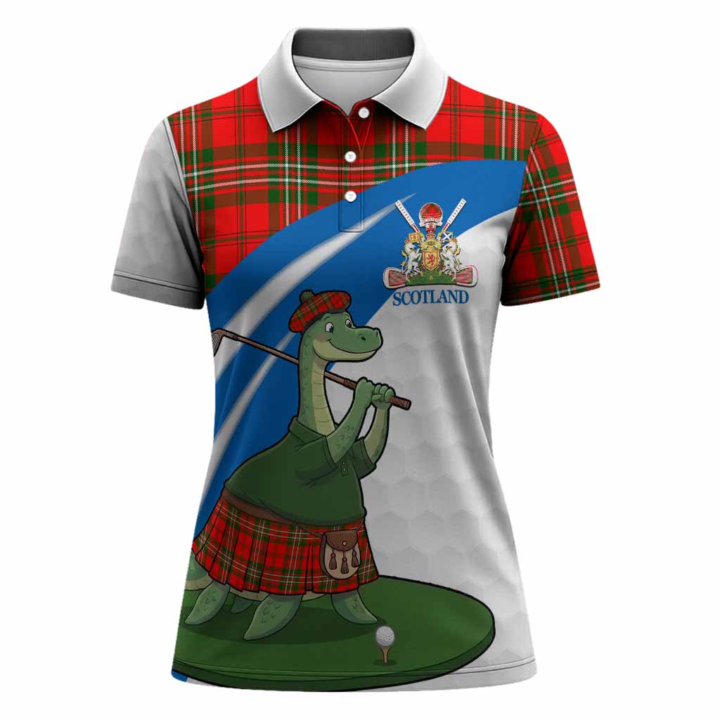 Langlands Tartan Crest Golf Nessie Women Polo Shirt Loch Ness Monster Sporty Style