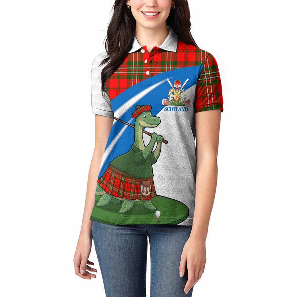 Langlands Tartan Crest Golf Nessie Women Polo Shirt Loch Ness Monster Sporty Style