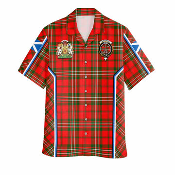 Langlands Tartan Crest Hawaiian Shirt Scotland Coat of Arm Flag Style