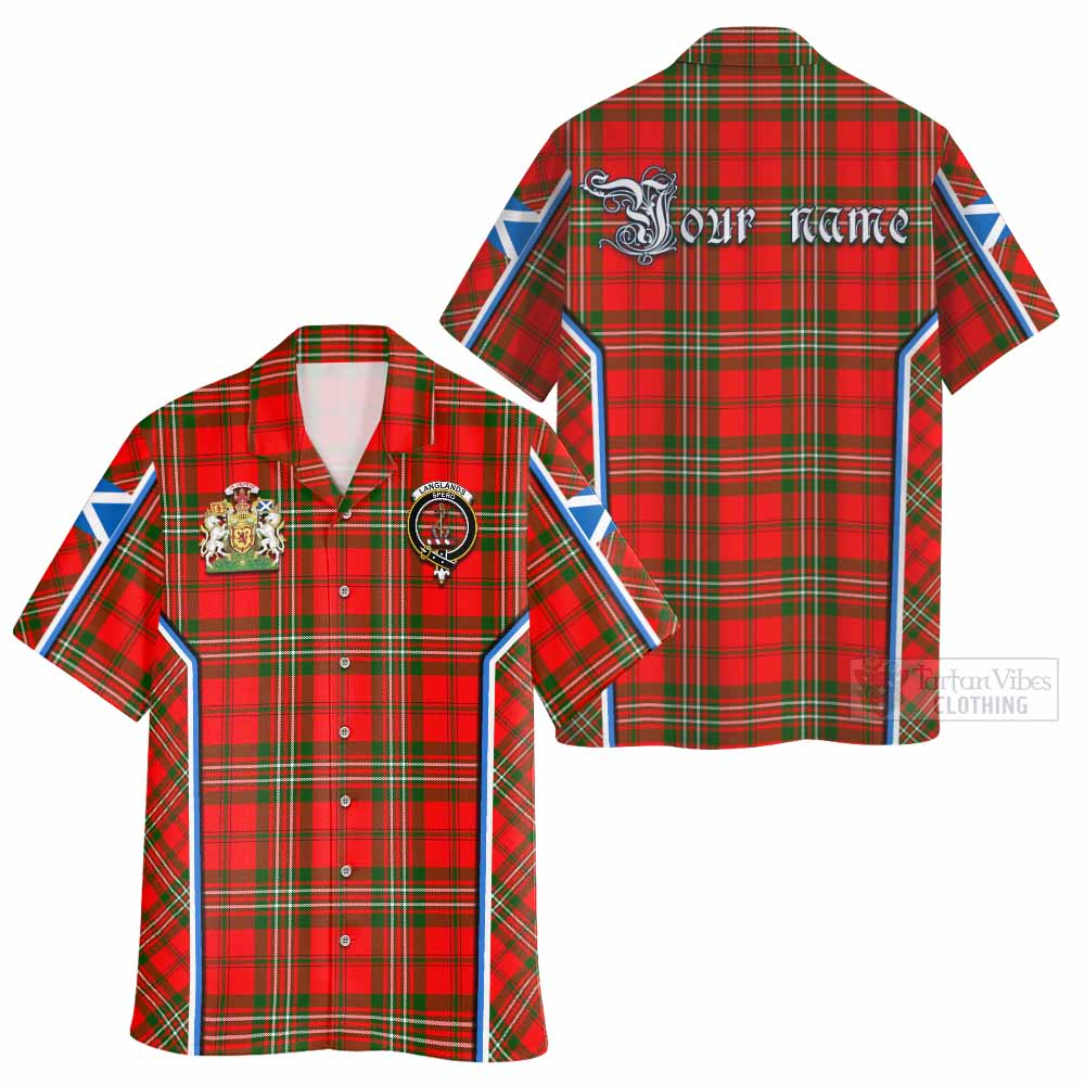 Langlands Tartan Crest Hawaiian Shirt Scotland Coat of Arm Flag Style - Tartan Vibes Clothing