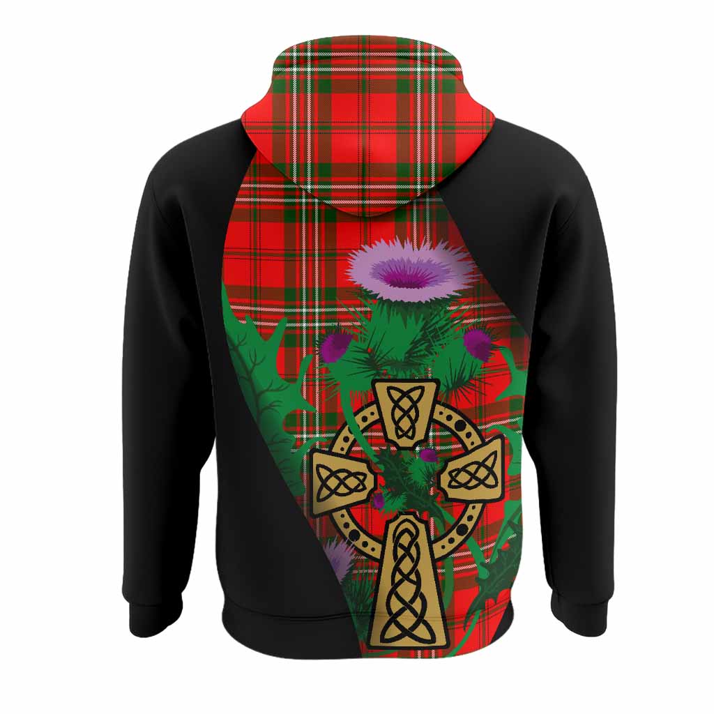 Langlands Tartan Crest Hoodie Celtic Cross Thistle Flowers