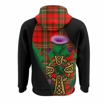 Langlands Tartan Crest Hoodie Celtic Cross Thistle Flowers