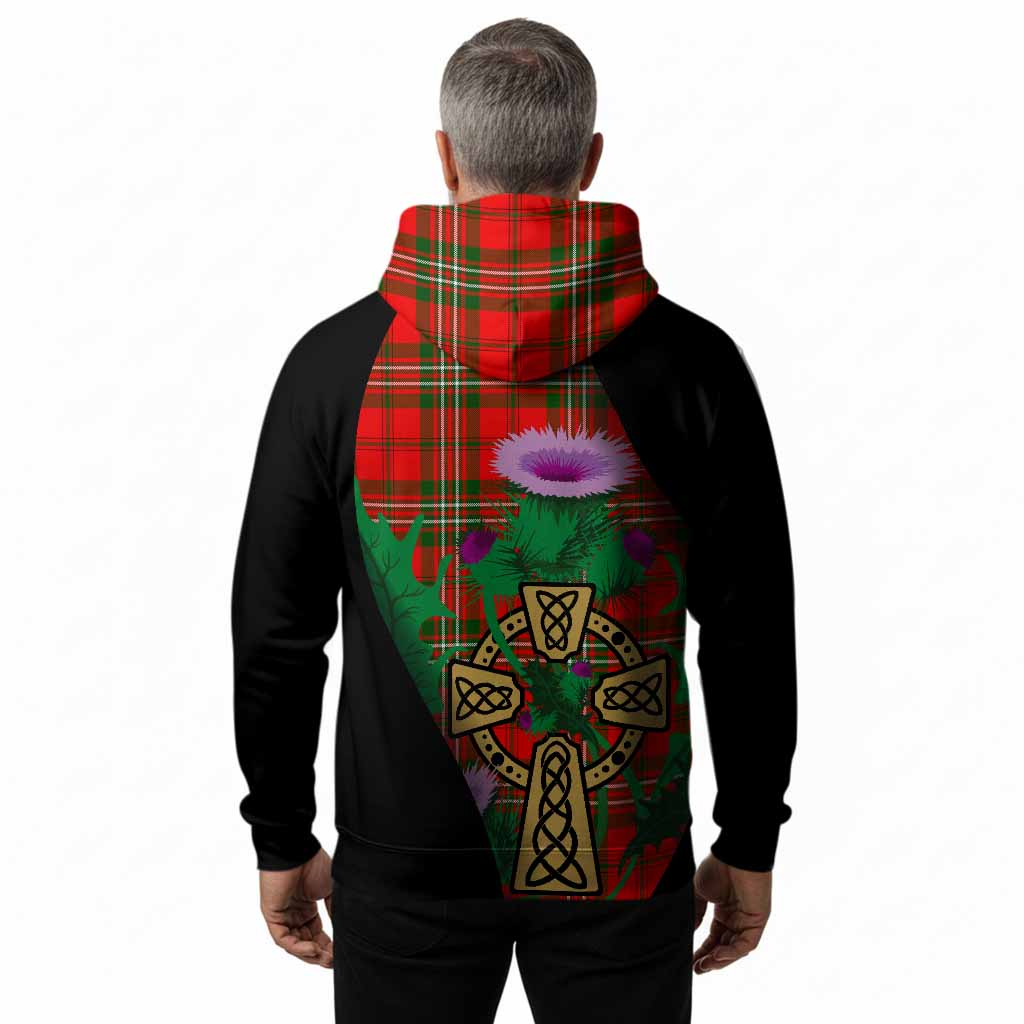 Langlands Tartan Crest Hoodie Celtic Cross Thistle Flowers