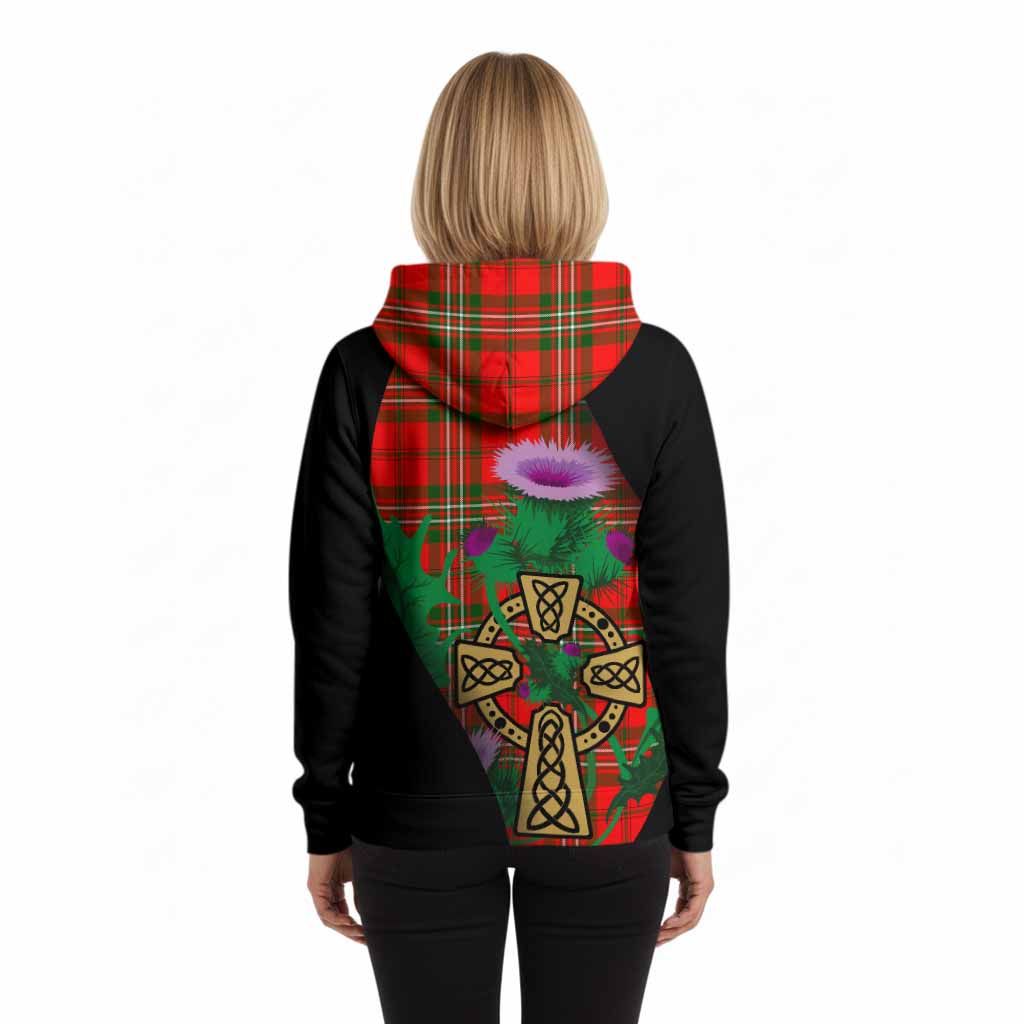 Langlands Tartan Crest Hoodie Celtic Cross Thistle Flowers
