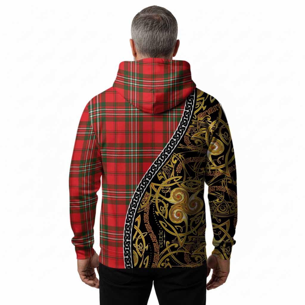 Langlands Tartan Crest Hoodie Celtic Knot and Triple Trickle Spiral Symbols