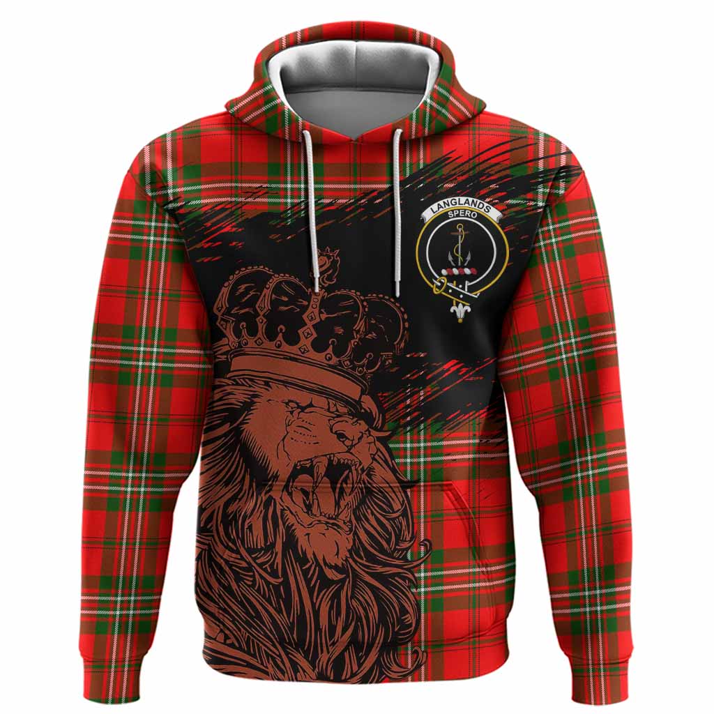 Langlands Tartan Crest Hoodie Crowned Lion Heritage Style