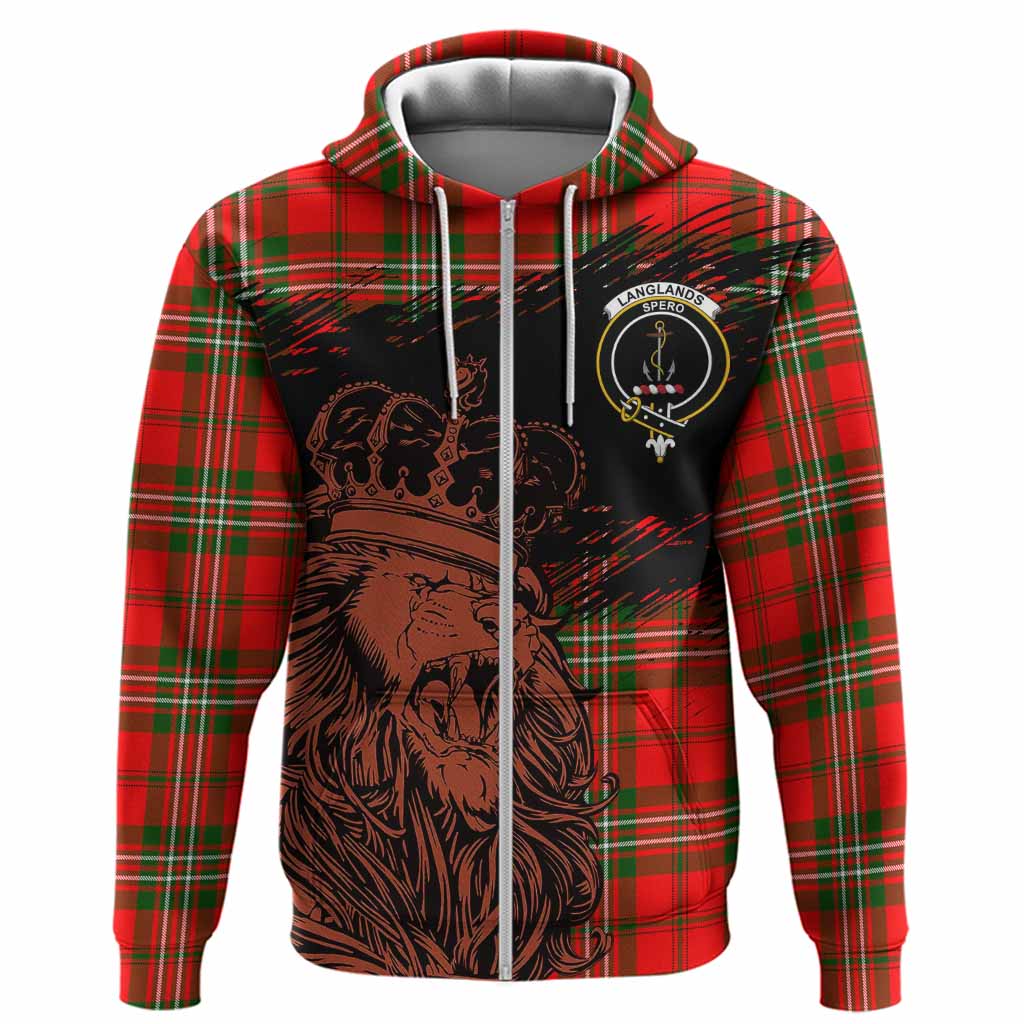Langlands Tartan Crest Hoodie Crowned Lion Heritage Style
