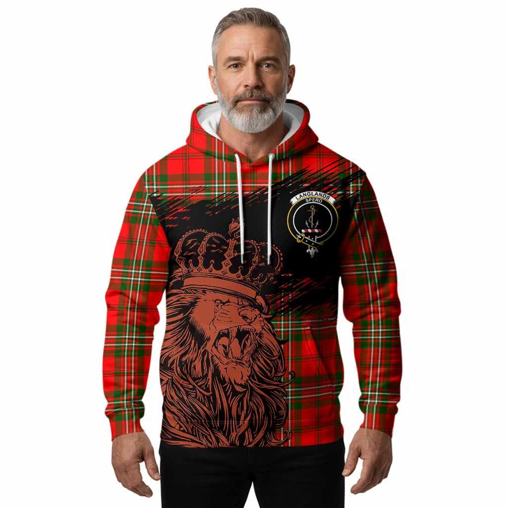 Langlands Tartan Crest Hoodie Crowned Lion Heritage Style