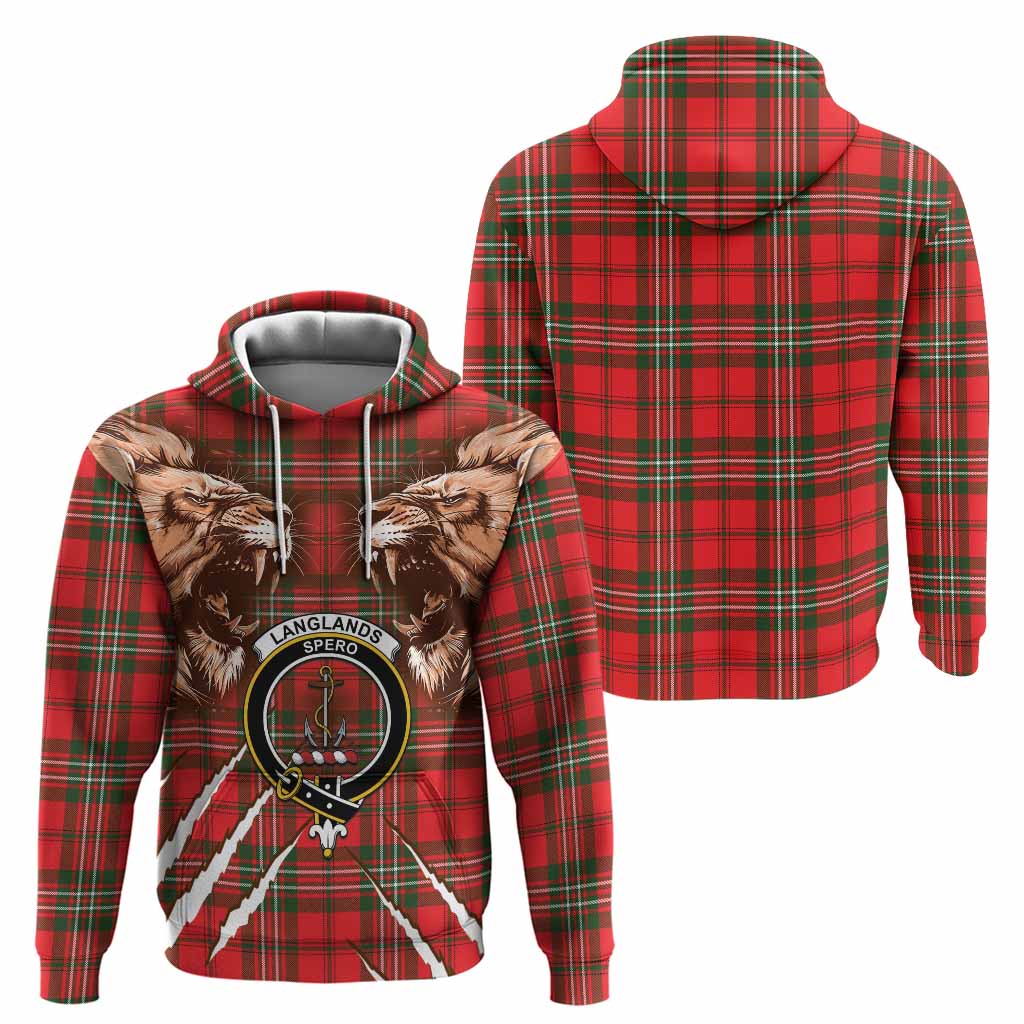Langlands Tartan Crest Hoodie Ferocious Lion Style