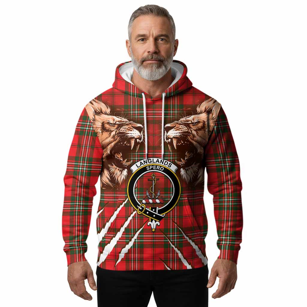Langlands Tartan Crest Hoodie Ferocious Lion Style