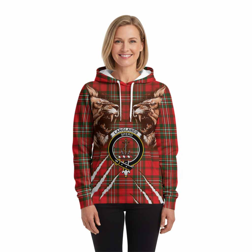 Langlands Tartan Crest Hoodie Ferocious Lion Style
