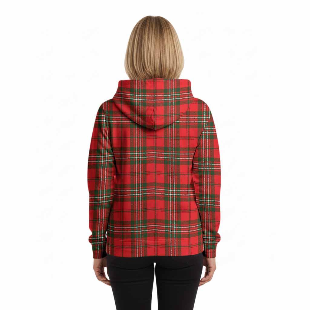 Langlands Tartan Crest Hoodie Ferocious Lion Style