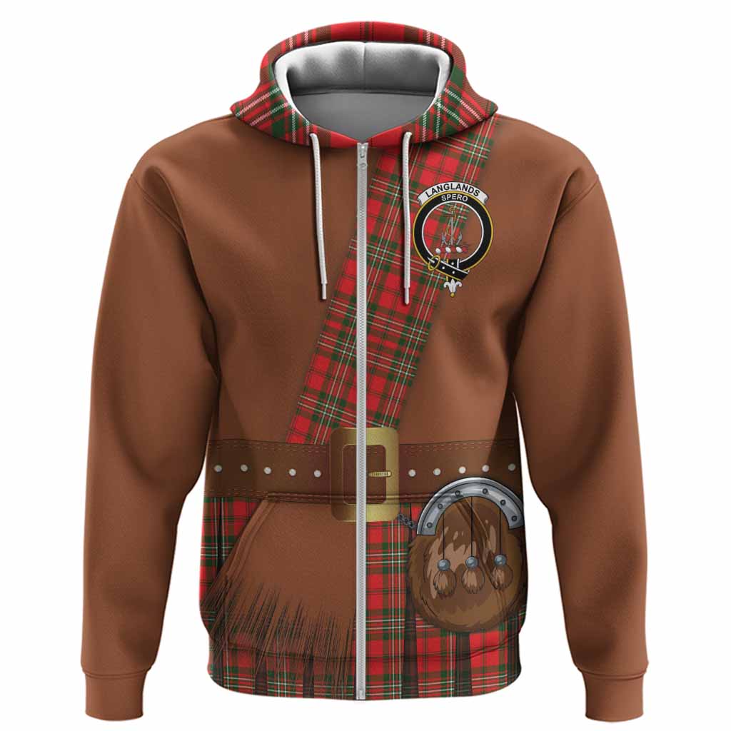 Langlands Tartan Crest Hoodie Kilt Costume Style