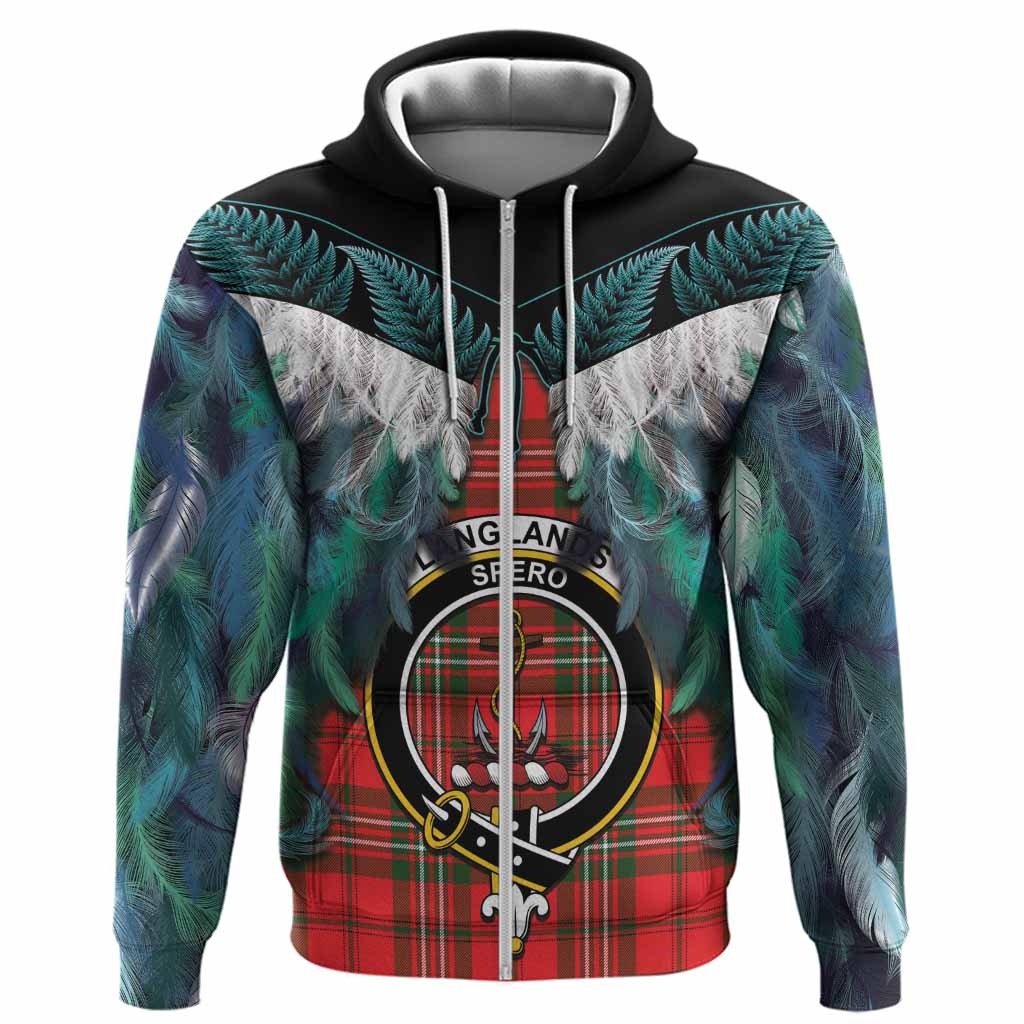 Langlands Tartan Crest Hoodie New Zealand Maori Korowai Cloak