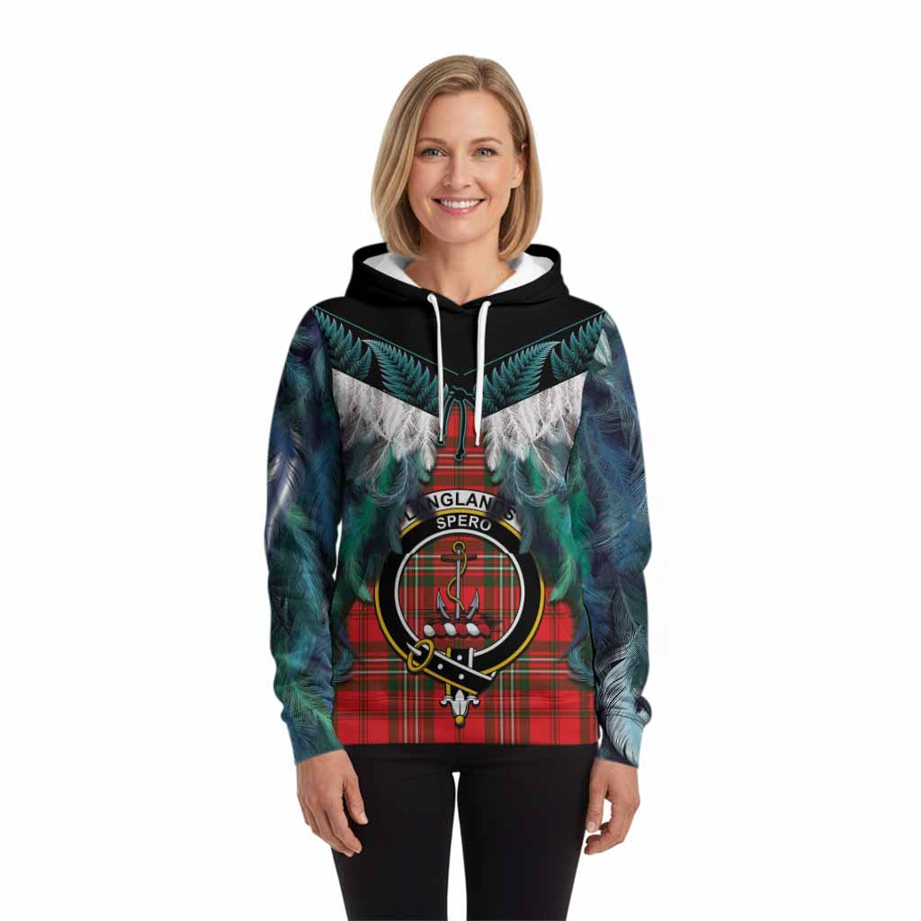 Langlands Tartan Crest Hoodie New Zealand Maori Korowai Cloak