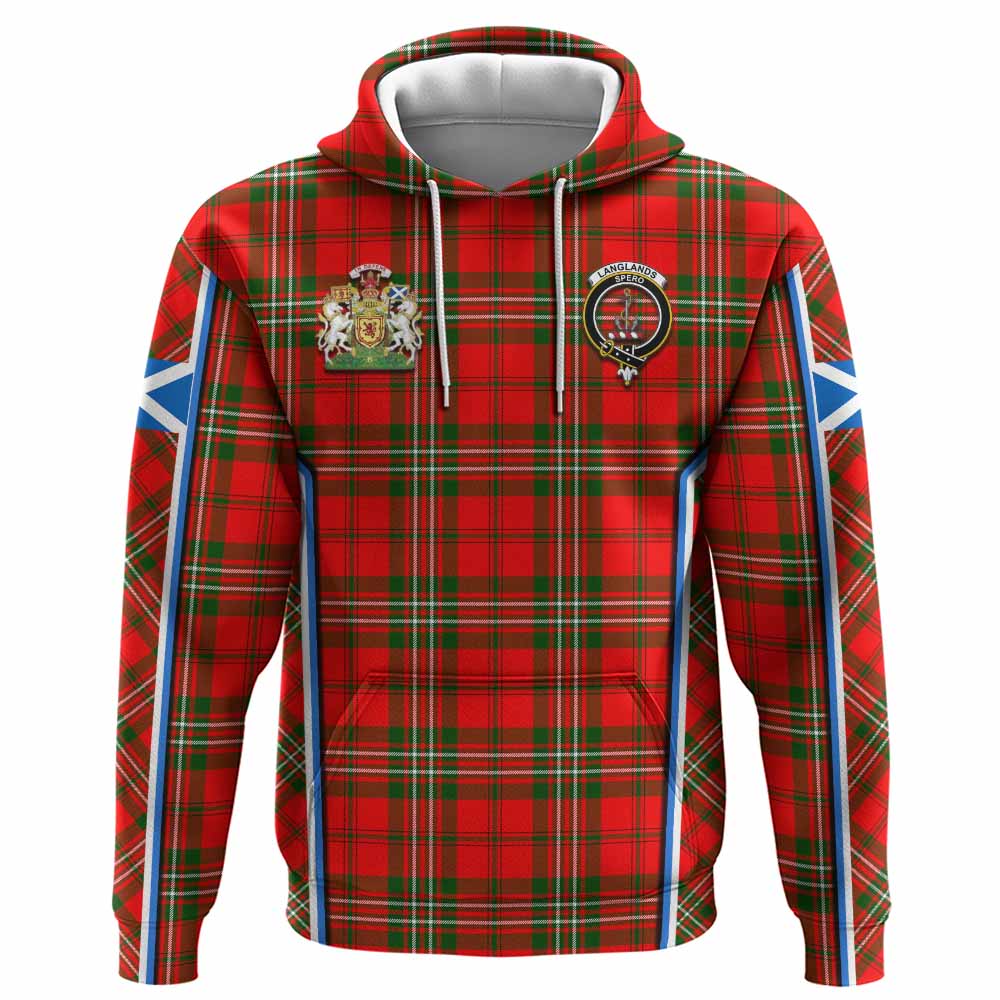 Langlands Tartan Crest Hoodie Scotland Coat of Arm Flag Style - Tartan Vibes Clothing
