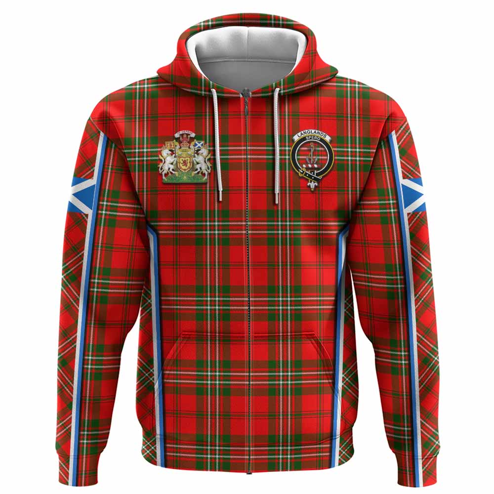 Langlands Tartan Crest Hoodie Scotland Coat of Arm Flag Style - Tartan Vibes Clothing