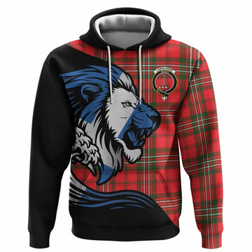 Langlands Tartan Crest Hoodie Scottish Golden Lions Wave Flow