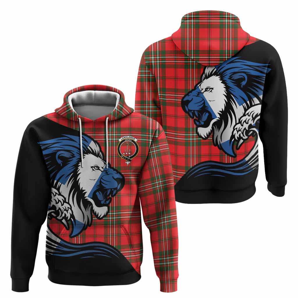 Langlands Tartan Crest Hoodie Scottish Golden Lions Wave Flow