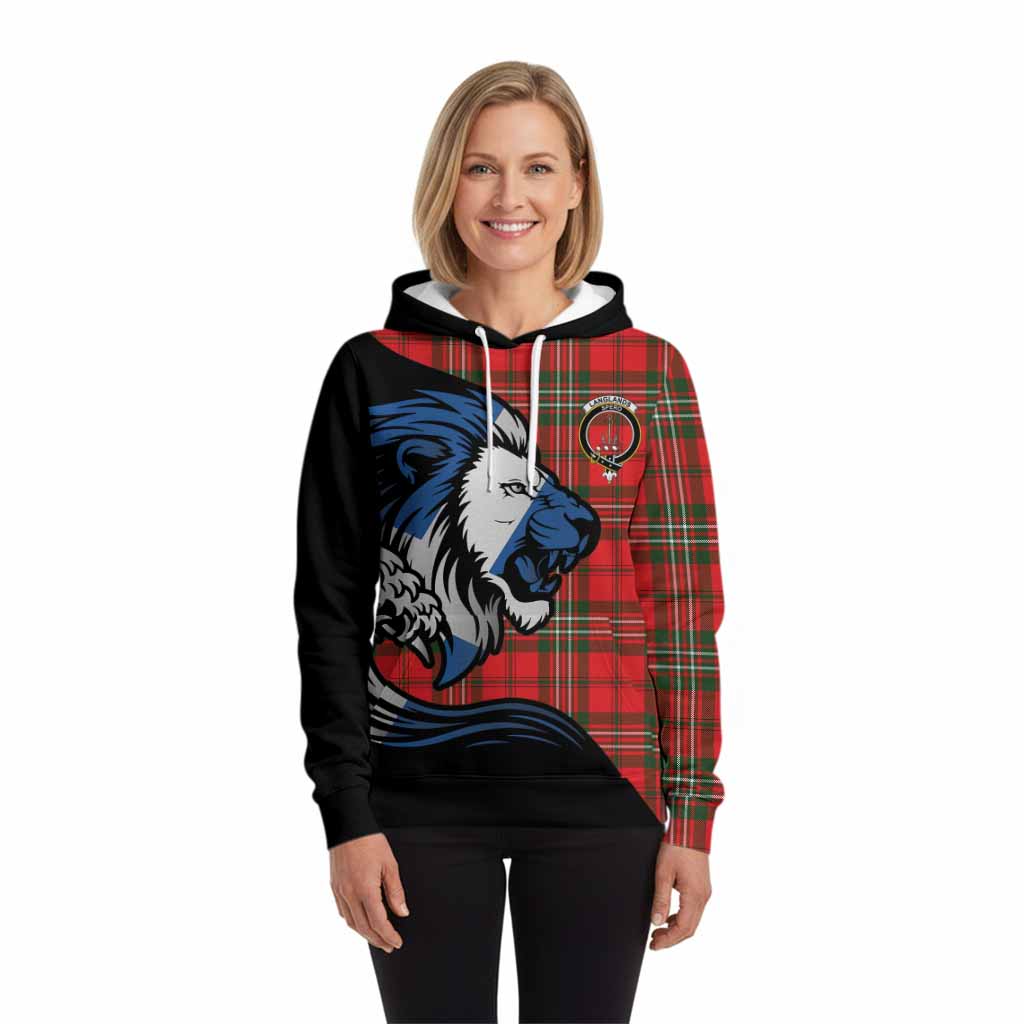 Langlands Tartan Crest Hoodie Scottish Golden Lions Wave Flow