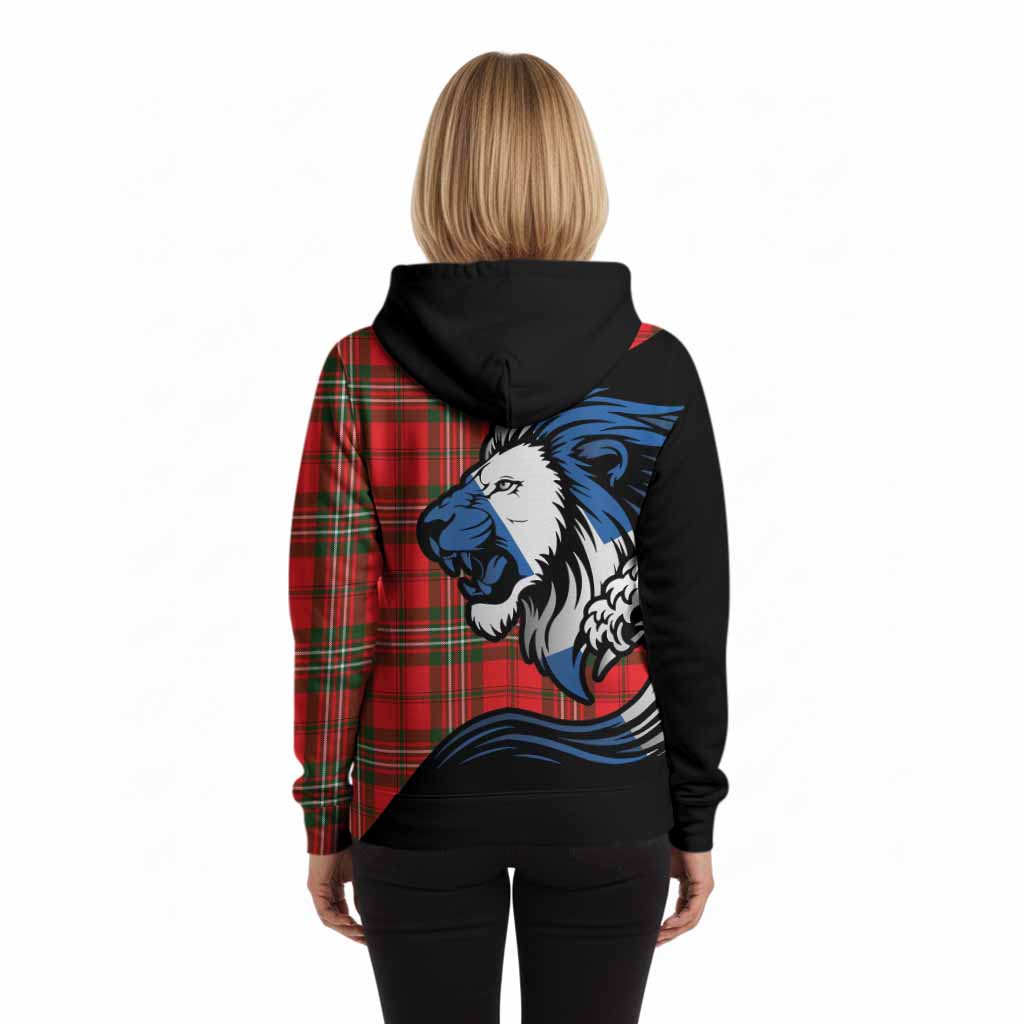 Langlands Tartan Crest Hoodie Scottish Golden Lions Wave Flow