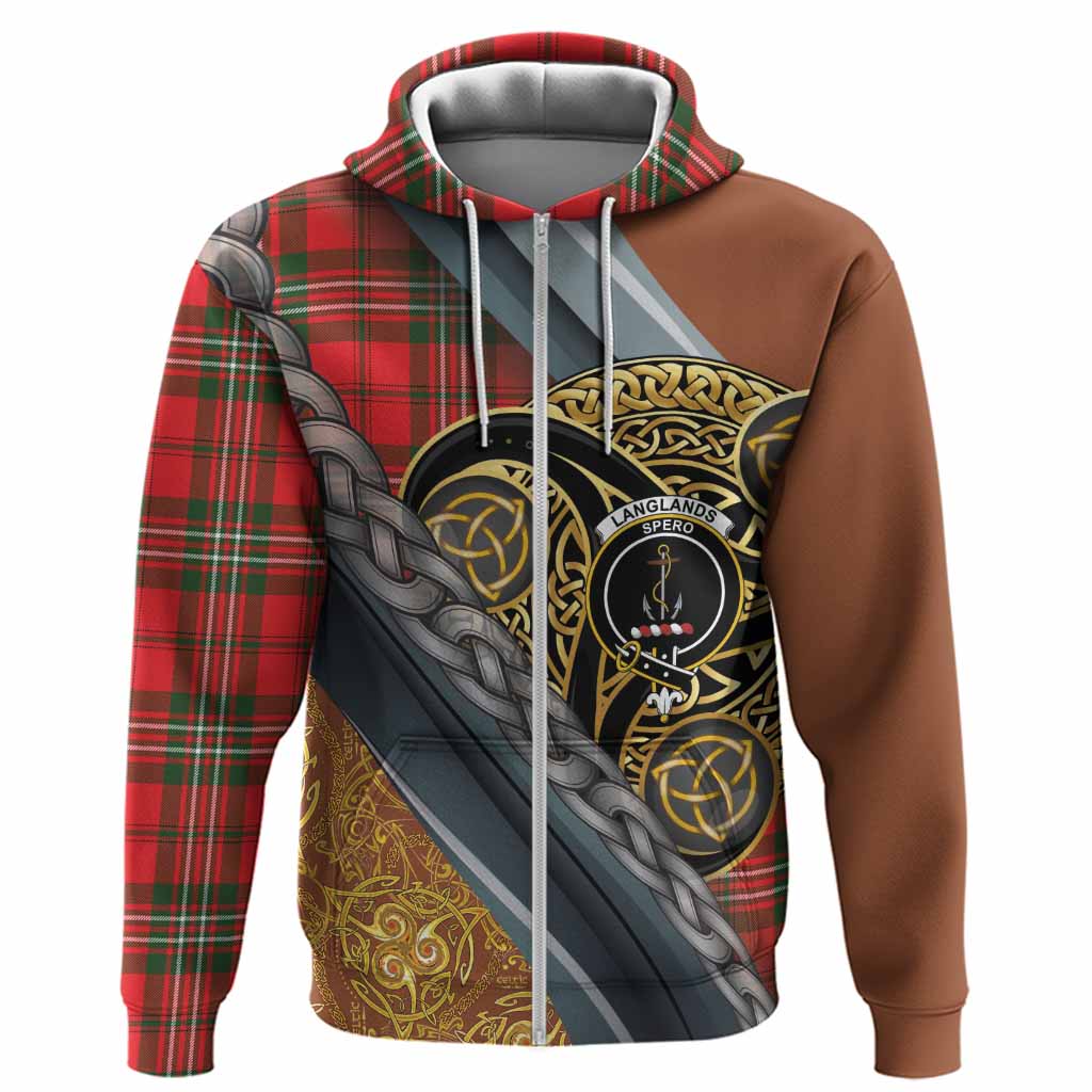 Langlands Tartan Crest Hoodie Scottish Triskele Celtic