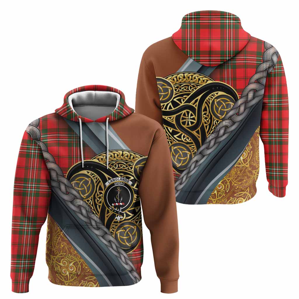 Langlands Tartan Crest Hoodie Scottish Triskele Celtic