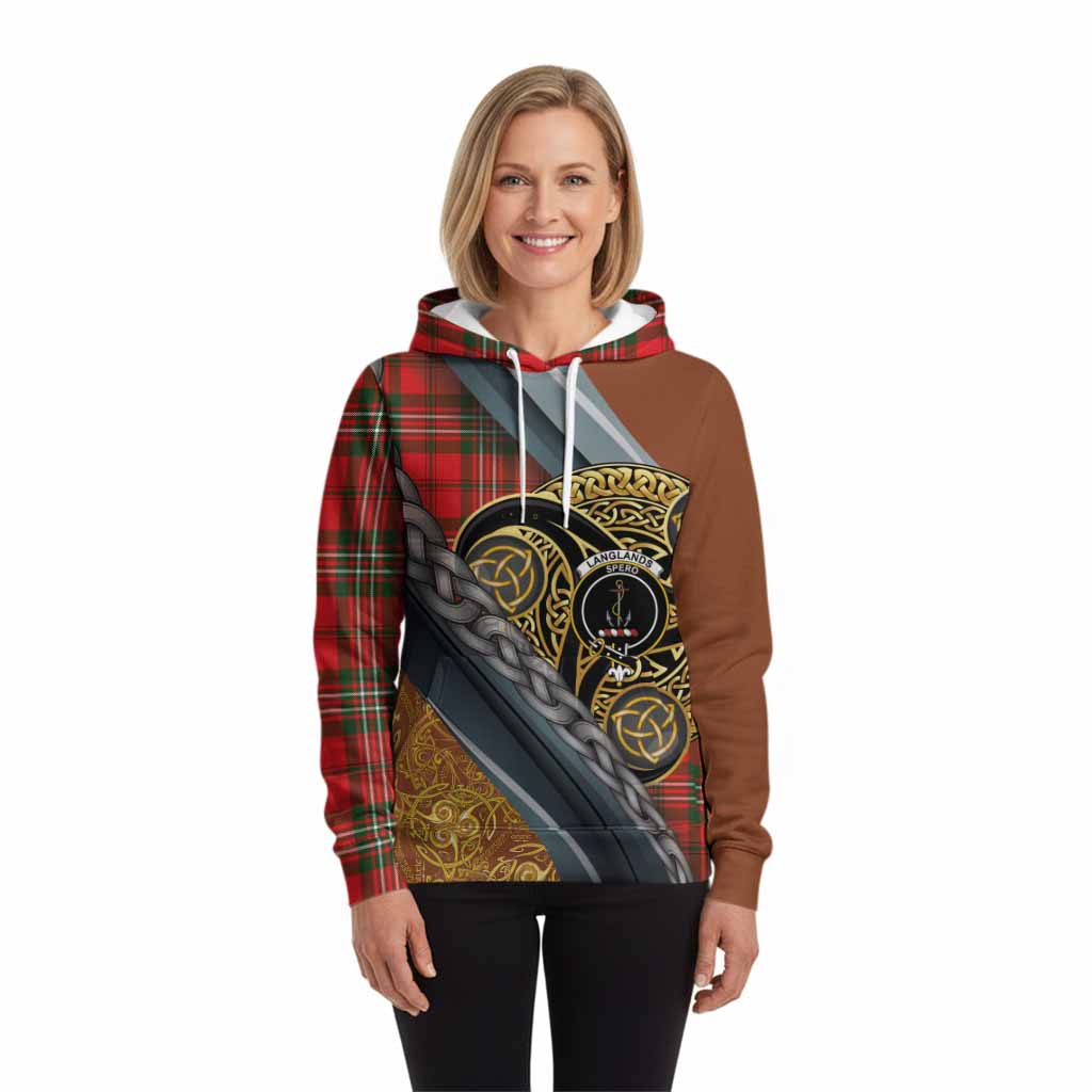Langlands Tartan Crest Hoodie Scottish Triskele Celtic