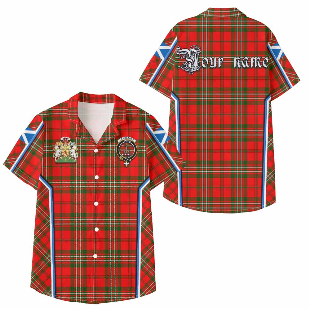 Langlands Tartan Crest Kid Hawaiian Shirt Scotland Coat of Arm Flag Style - Tartan Vibes Clothing