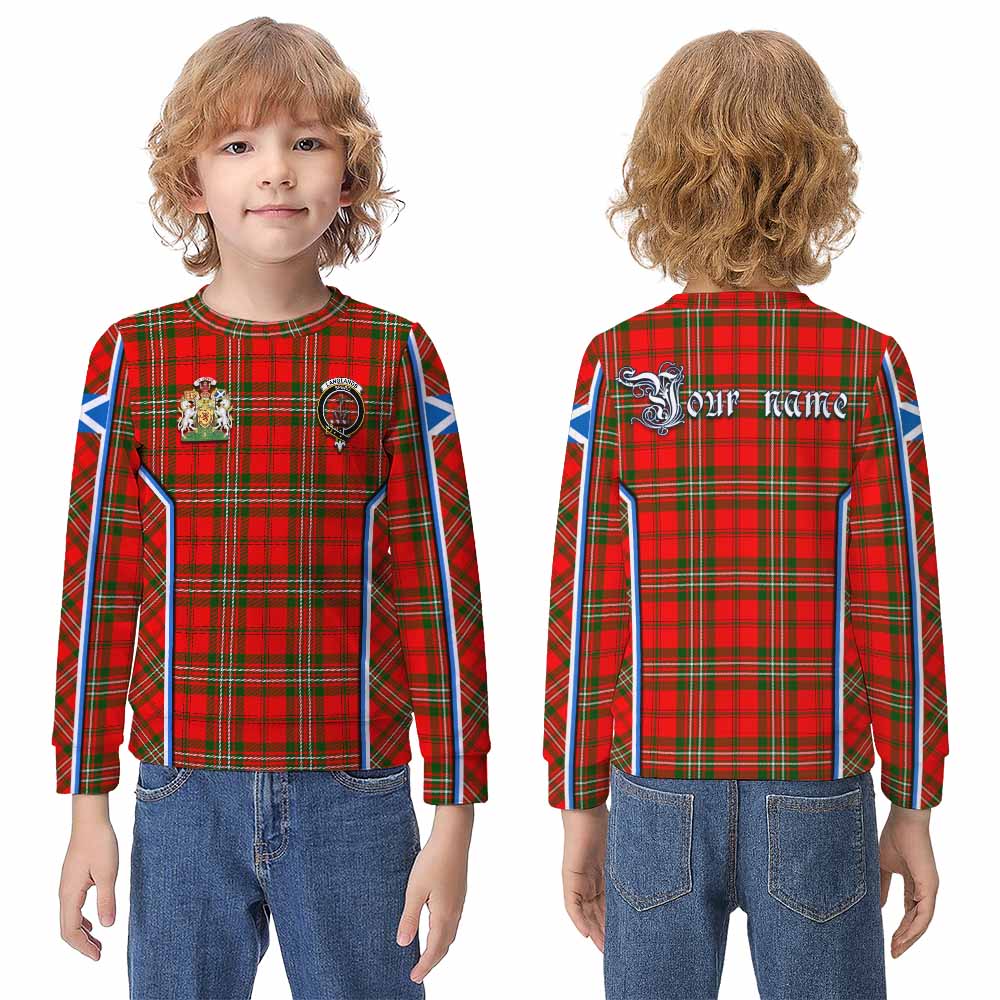 Langlands Tartan Crest Kid Knitted Sweatshirt Scotland Coat of Arm Flag Style - Tartan Vibes Clothing