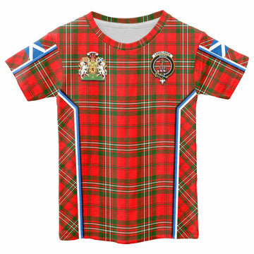 Langlands Tartan Crest Kid T-shirt Scotland Coat of Arm Flag Style - Tartan Vibes Clothing