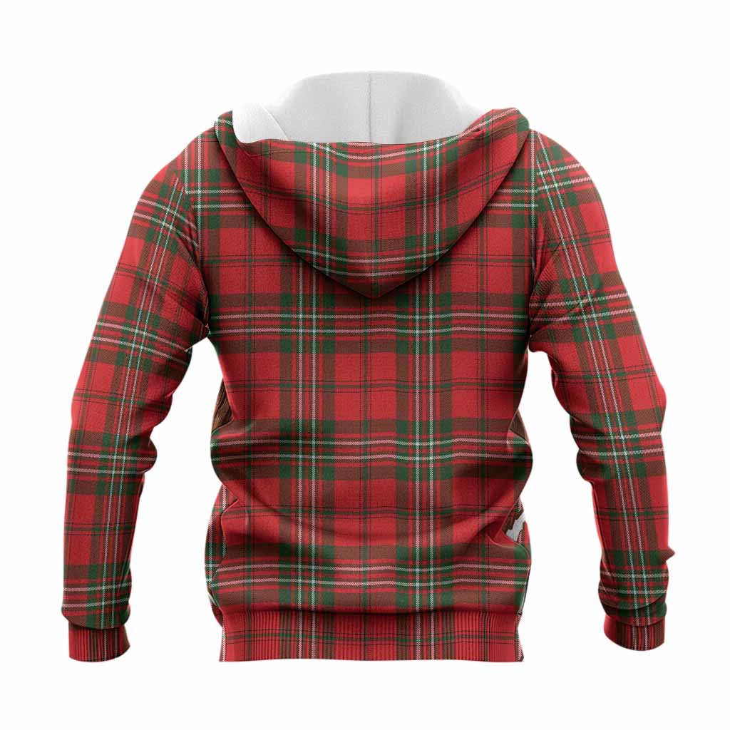 Langlands Tartan Crest Knitted Hoodie Ferocious Lion Style