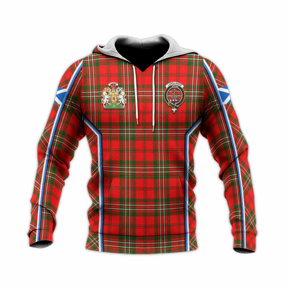 Langlands Tartan Crest Knitted Hoodie Scotland Coat of Arm Flag Style - Tartan Vibes Clothing