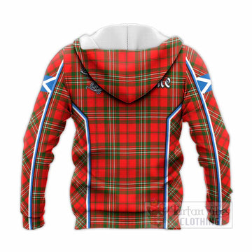 Langlands Tartan Crest Knitted Hoodie Scotland Coat of Arm Flag Style
