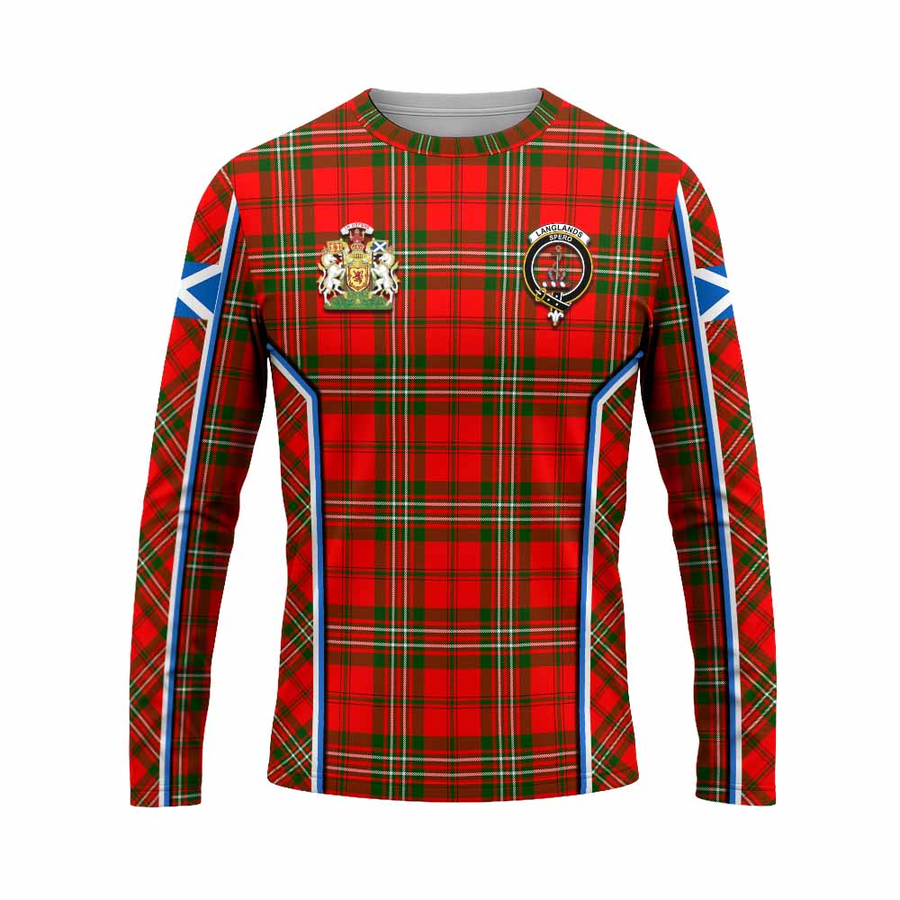 Langlands Tartan Crest Long Sleeve T-Shirt Scotland Coat of Arm Flag Style - Tartan Vibes Clothing