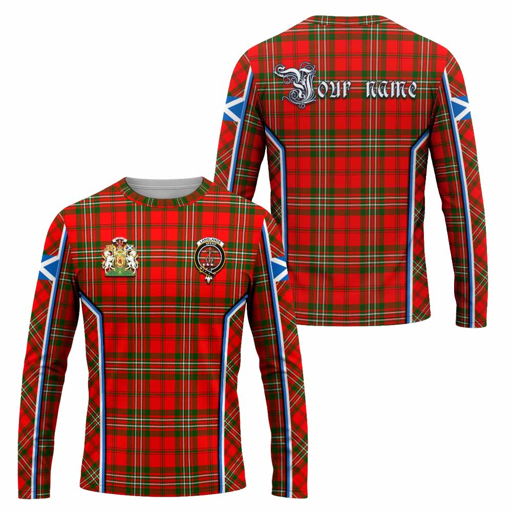 Langlands Tartan Crest Long Sleeve T-Shirt Scotland Coat of Arm Flag Style - Tartan Vibes Clothing