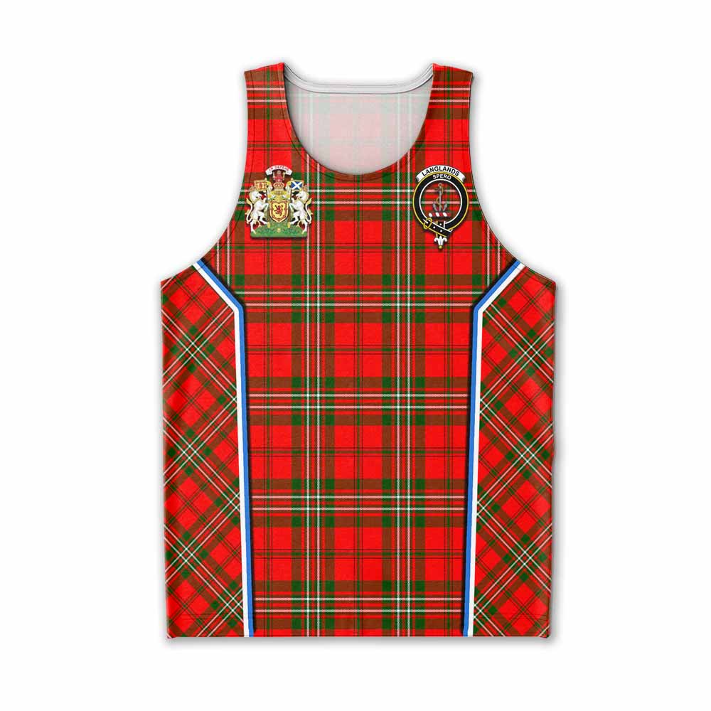 Langlands Tartan Crest Men Tank Top Scotland Coat of Arm Flag Style - Tartan Vibes Clothing