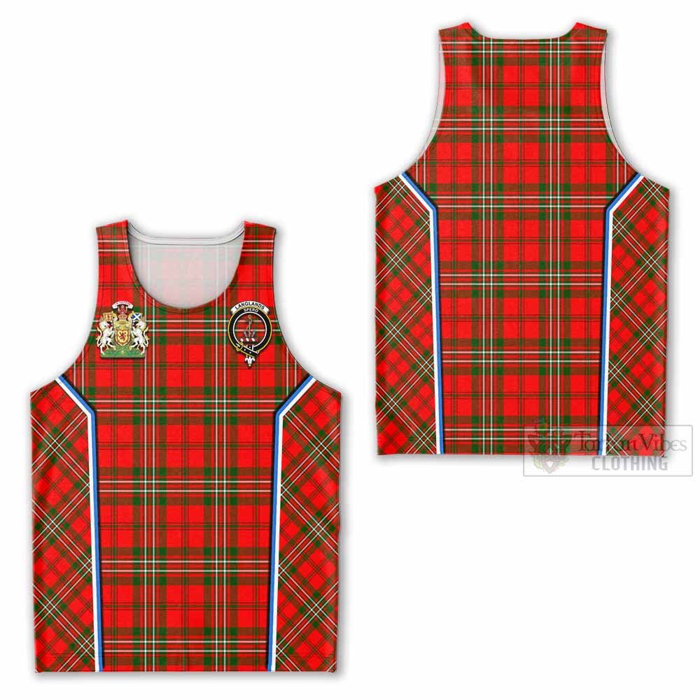 Langlands Tartan Crest Men Tank Top Scotland Coat of Arm Flag Style - Tartan Vibes Clothing