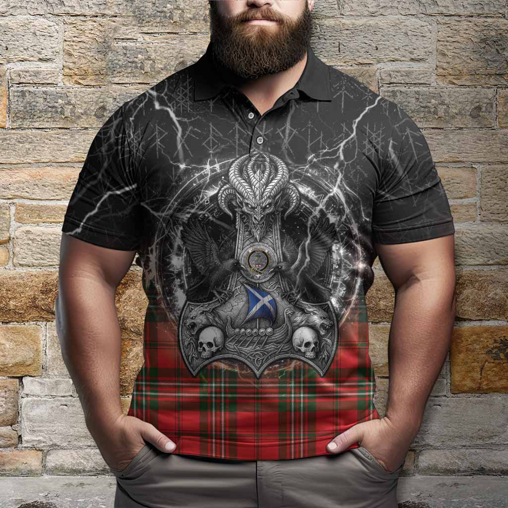 Langlands Tartan Crest Polo Shirt Celtic Odin's Raven Legacy