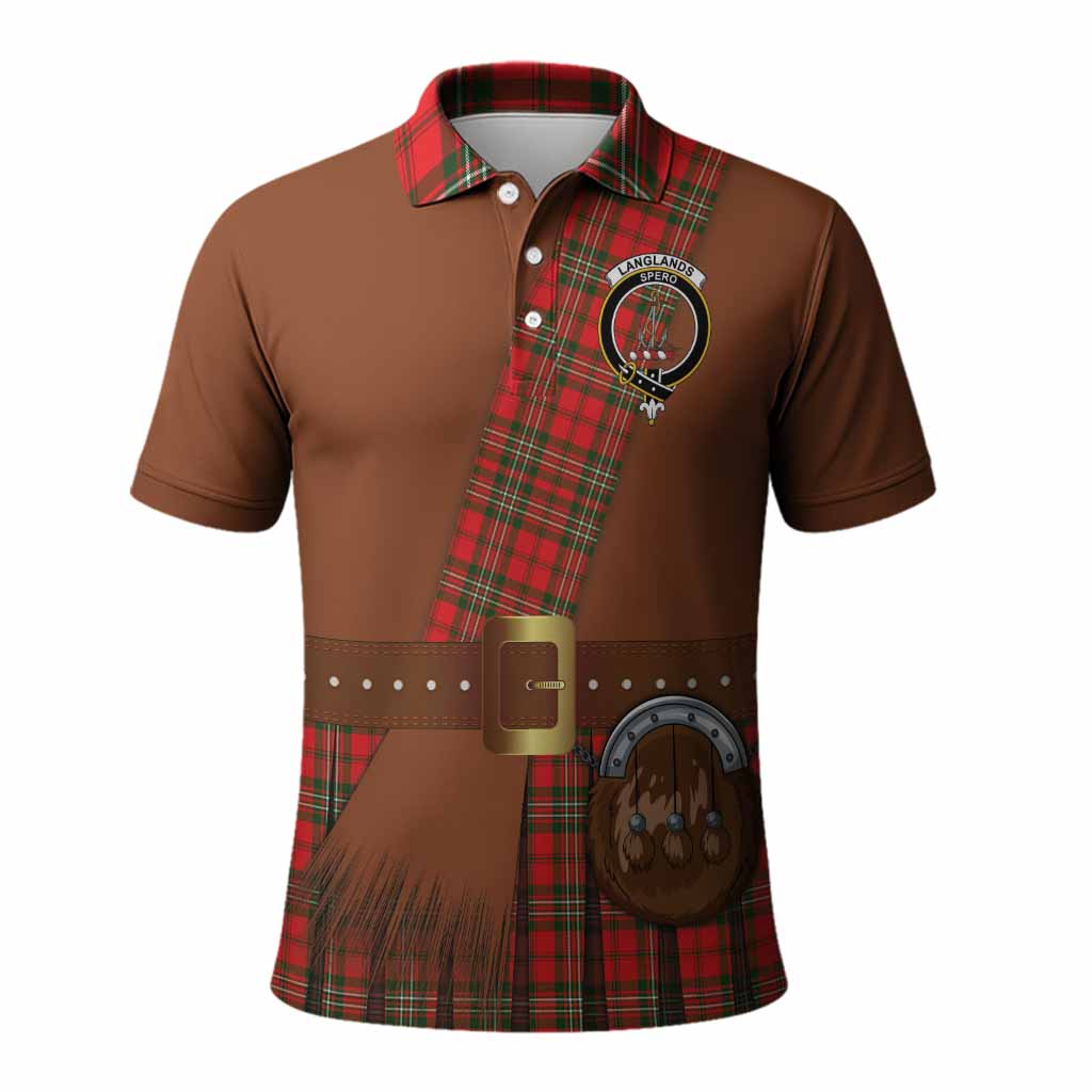 Langlands Tartan Crest Polo Shirt Kilt Costume Style