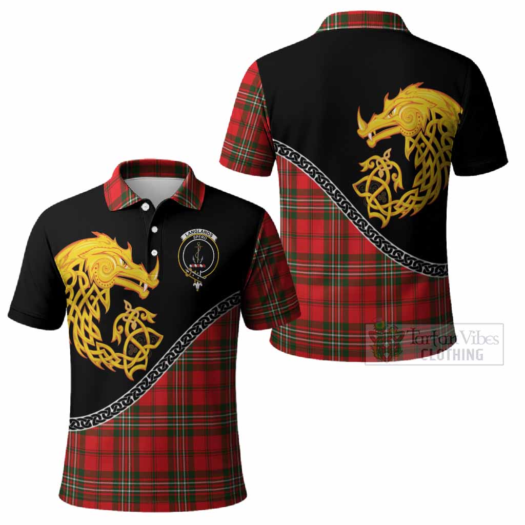 Langlands Tartan Crest Polo Shirt Legendary Dragon Knot Half Style