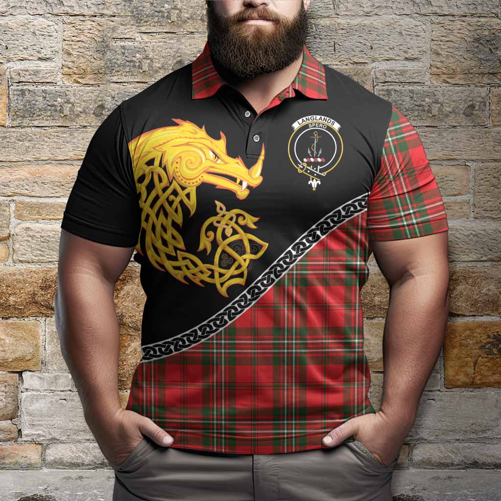 Langlands Tartan Crest Polo Shirt Legendary Dragon Knot Half Style