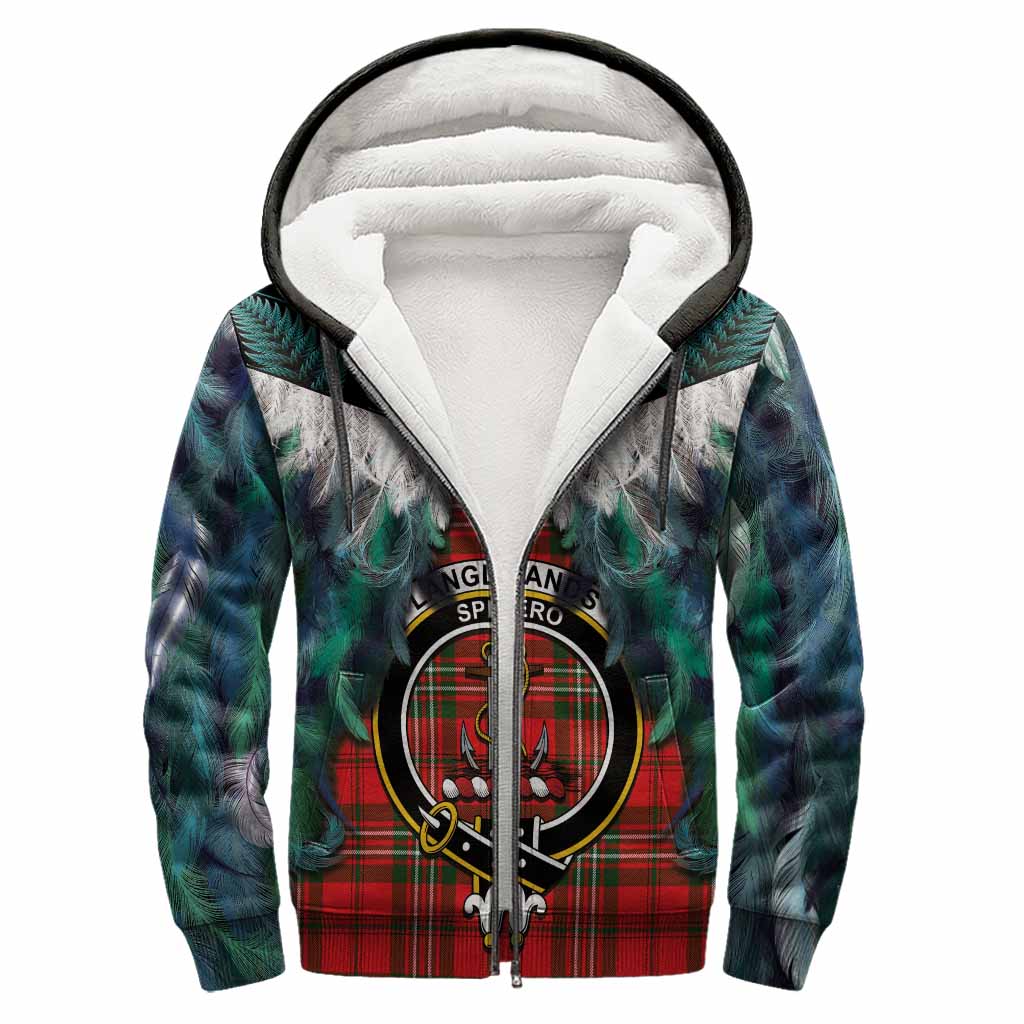 Langlands Tartan Crest Sherpa Hoodie New Zealand Maori Korowai Cloak
