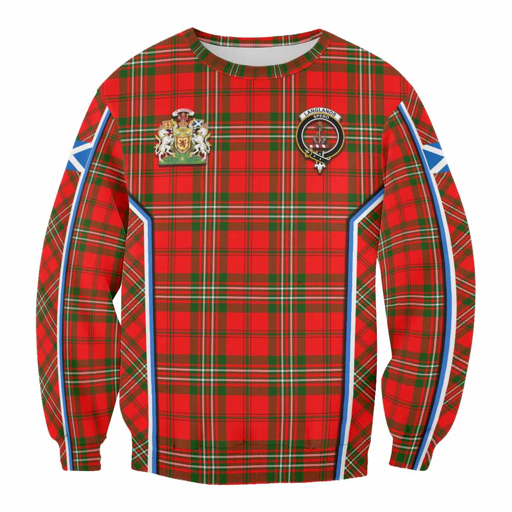 Langlands Tartan Crest Sweatshirt Scotland Coat of Arm Flag Style - Tartan Vibes Clothing