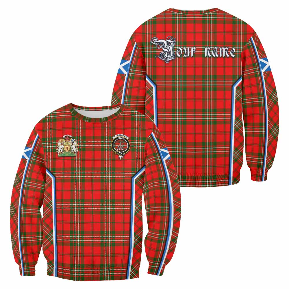Langlands Tartan Crest Sweatshirt Scotland Coat of Arm Flag Style - Tartan Vibes Clothing