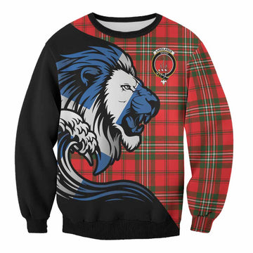 Langlands Tartan Crest Sweatshirt Scottish Golden Lions Wave Flow