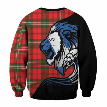 Langlands Tartan Crest Sweatshirt Scottish Golden Lions Wave Flow