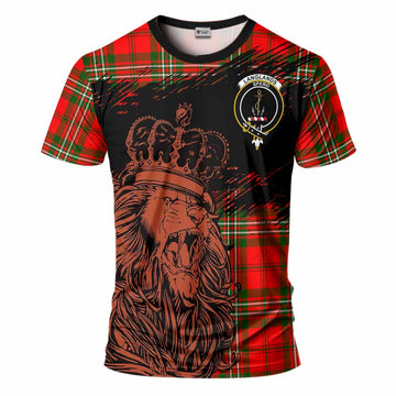 Langlands Tartan Crest T-Shirt Crowned Lion Heritage Style