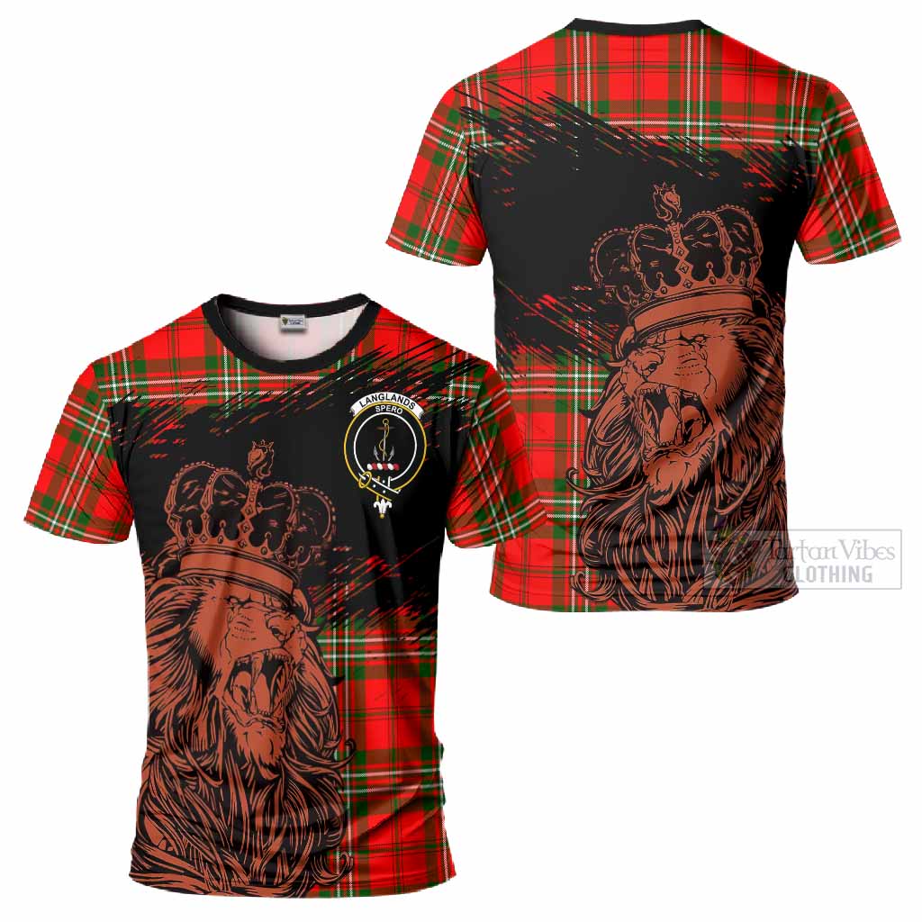 Langlands Tartan Crest T-Shirt Crowned Lion Heritage Style